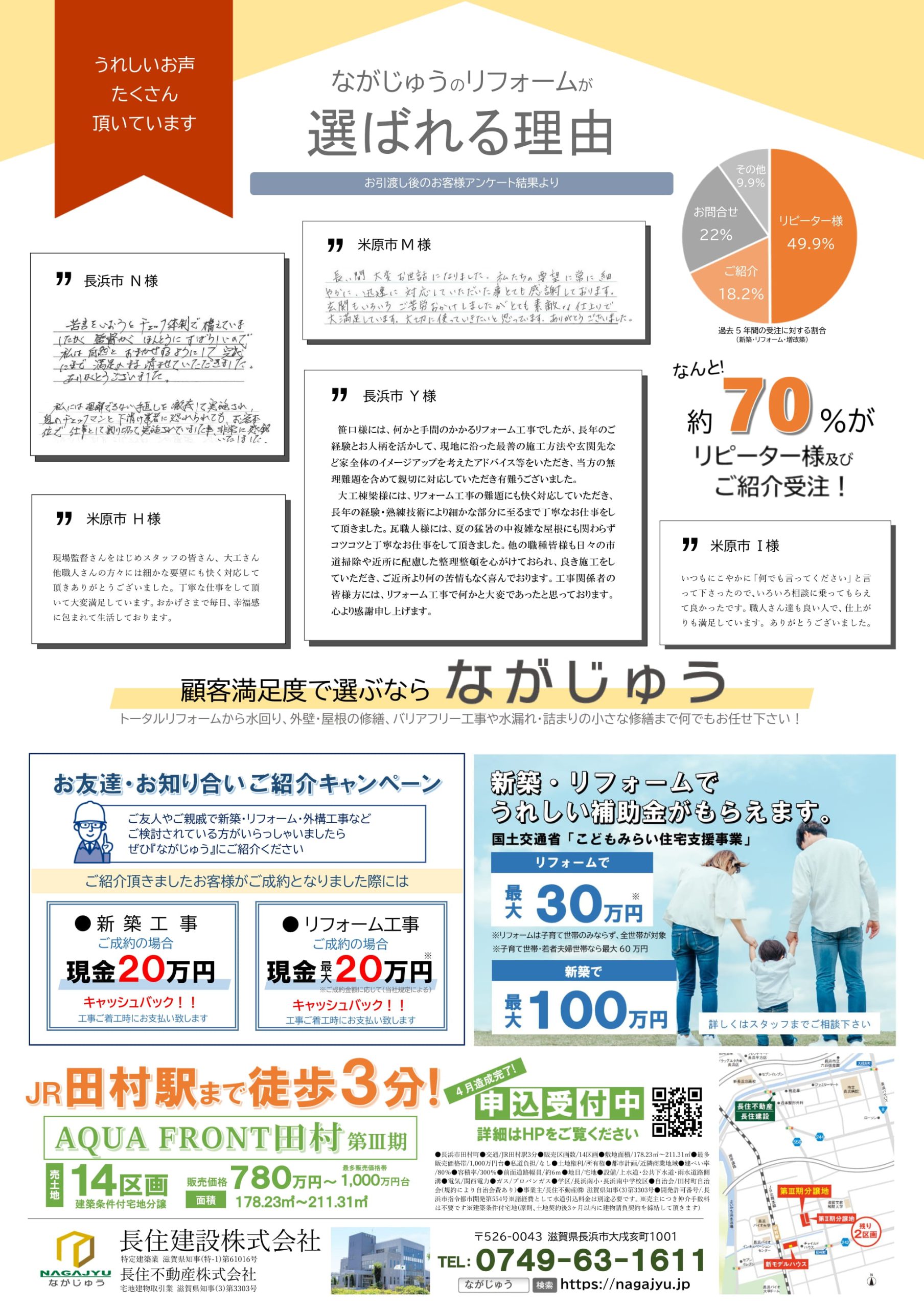 リフォームチラシ　ウラ　リフォームながながじゅう