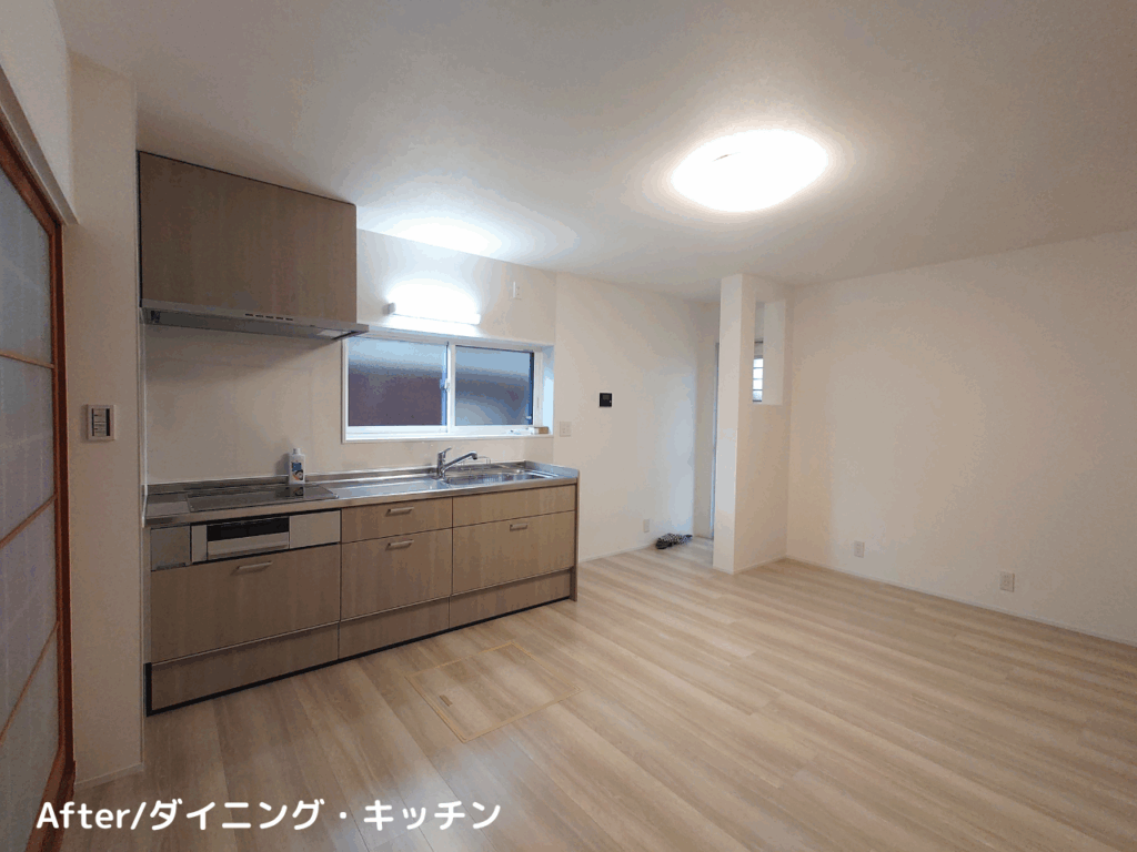 滋賀　長浜　米原　彦根　長住建設株式会社　ながじゅう　リフォーム　キッチン　ダイニング　LIXIL　シエラ　YKK　チョークドオーク色　子育てグリーン住宅支援事業